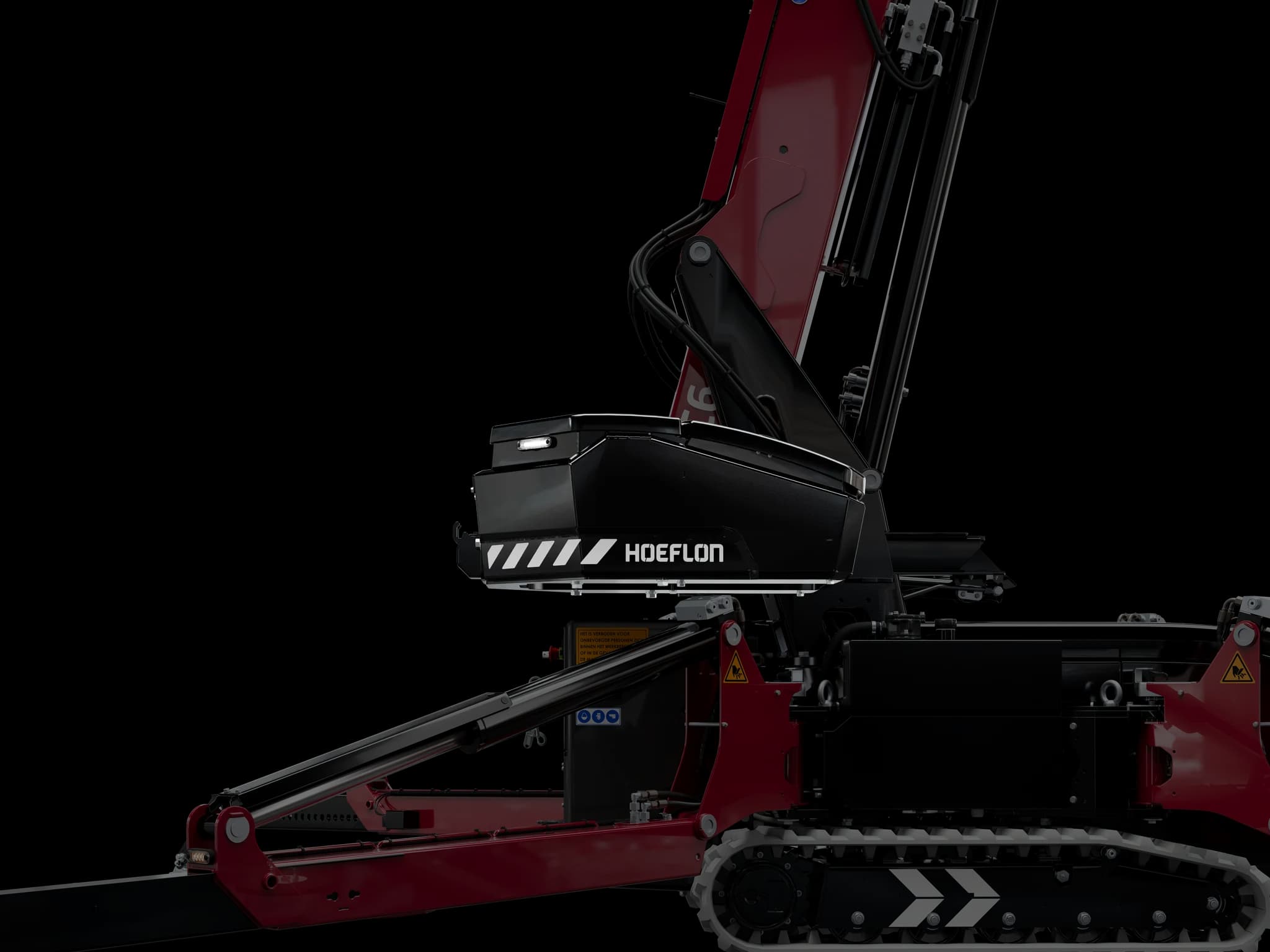 Hoeflon C6e BR kraan met ballast die in- en uitschuift