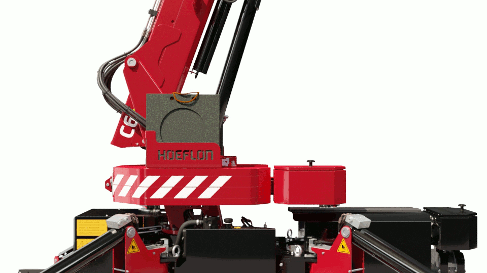 Geanimeerde afbeelding (GIF) van de Hoeflon C6e met bewegend contragewicht.